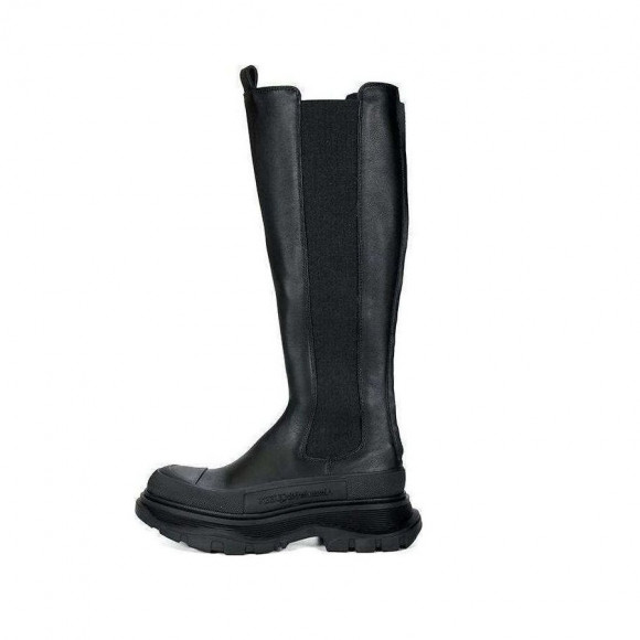 (WMNS) Alexander McQueen Tread Leather Over-The-Knee Boots 'Black' - 707682WHZ661000