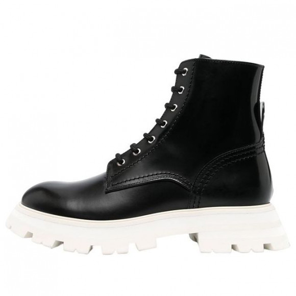 (WMNS) Alexander McQueen Leather Ankle Boots 'Black White' - 708056WIC6C1595