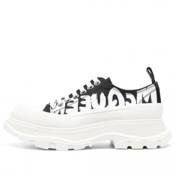 (WMNS) Alexander McQueen Tread Slick Low Lace Up Graffiti Shoes 'White Black' - 708753W4RQ21041