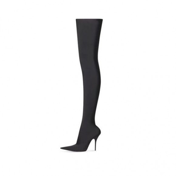 (WMNS) Balenciaga Knife 110mm Over The Knee Boots 'Black Matte Spandex' - 719816W2ES01000