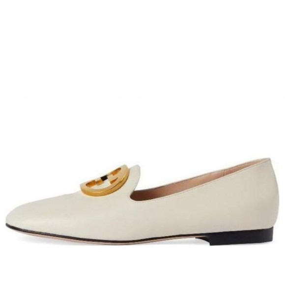 (WMNS) Gucci Logo Plaque Loafers 'White' - 723395-C9D00-9022