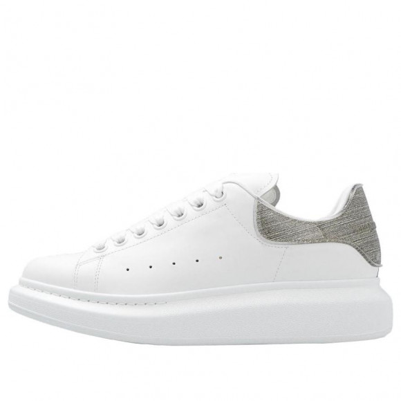 (WMNS) Alexander McQueen Oversized Leather Sneakers 'White Grey' - 733010WICYK9075