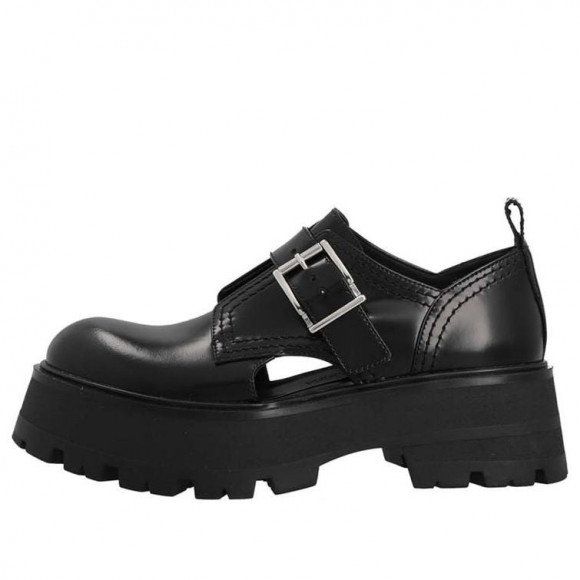 (WMNS) Alexander McQueen Buckle-Detailed Loafers 'Black' - 733049WIC651081