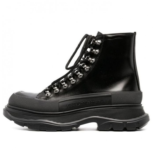 (WMNS) Alexander McQueen Tread Slick Boots 'Black Silver' - 733063WHSWY1090