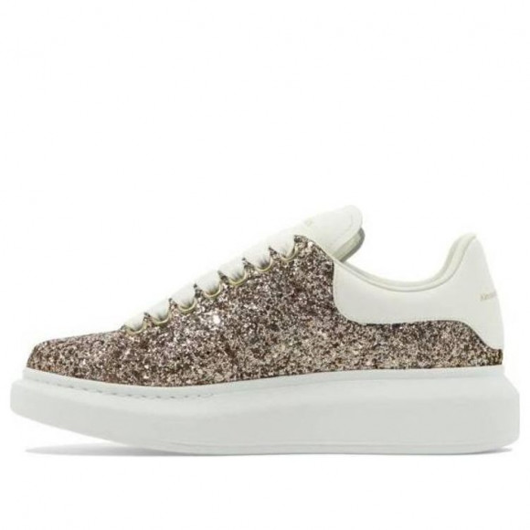 (WMNS) Alexander McQueen Larry Oversized Shoes 'Gold Glitter White' - 736296W4VJ12228