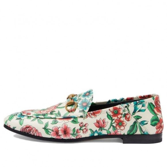 (WMNS) Gucci Horsebit Printed Leather Loafers 'White Pink' - 746392-AAB0D-8464