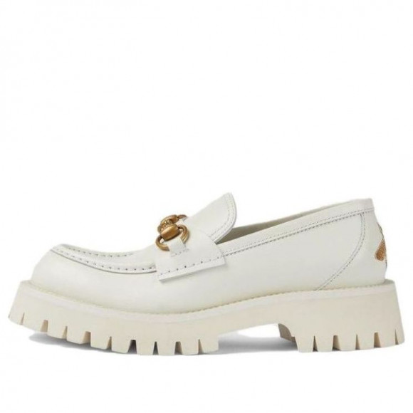 (WMNS) Gucci Rubber Lug sole Horsebit Loafer 'White Leather' - 761987-DS800-9050