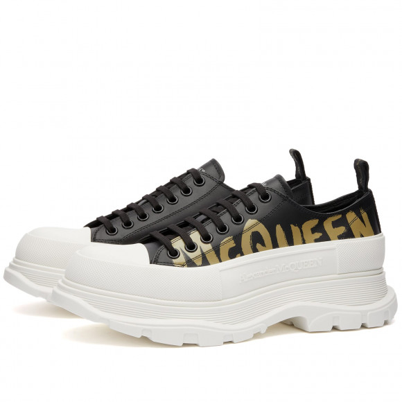 Alexander McQueen Men's Tread Slick Graffiti Sneaker Black/Off White/Khaki - 777961WIAT6-1680