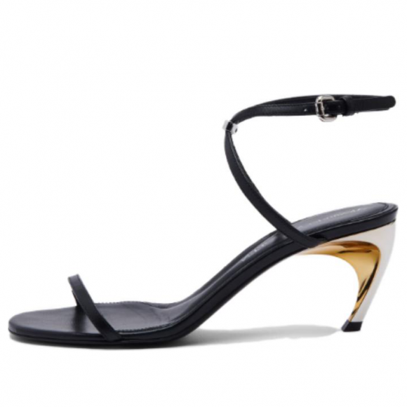 (WMNS) Alexander McQueen Armadillo Metallic Faux-leather Sandals 'Black' - 781353WIEX51399