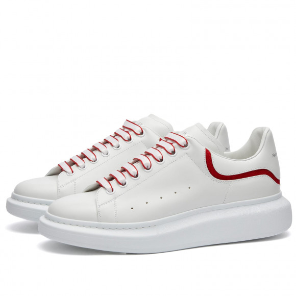 Alexander McQueen Men's Neoprene Canvas Tab Oversized Sneaker in White/Red - 794506-WIEEW-9093