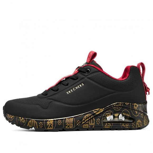 (WMNS) Skechers 2023 Year of the Rabbit Uno Celebrat-Airy Athletic Sneakers 'Black Red Gold' - 896164-BKRD