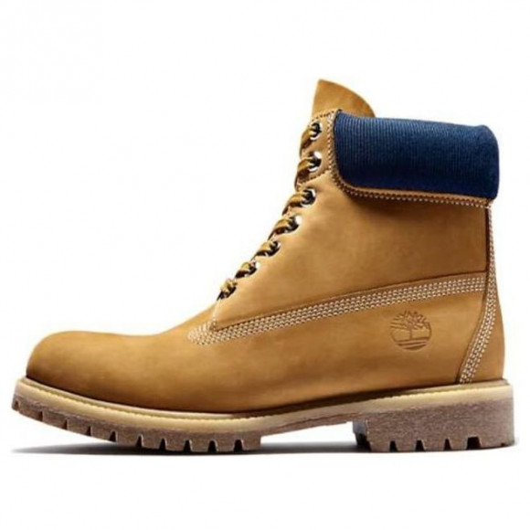 Timberland 6 Inch Premium Waterproof Boots Wheat Nubuck Blue Collar