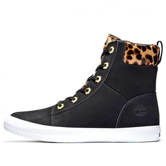 (WMNS) Timberland SKyla Bay 6 Inch Boot 'Black Nubuck wtih Cheetah Collar' - A2F1P001