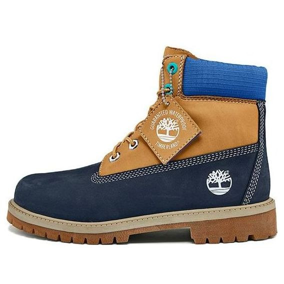 (GS) Timberland Premium 6 Inch Waterproof Boots 'Wheat Blue Navy' - A2F3U