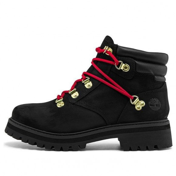 WMNS Timberland Holiday Luxe Waterproof Boot Black Nubuck Red