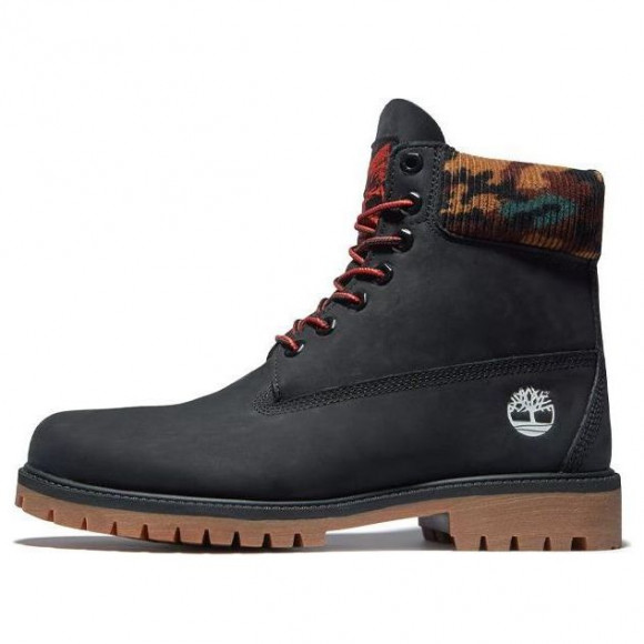 Timberland 6 Inch Premium Boot 'Black Nubuck with Camouflage Collar' - A2KC3001