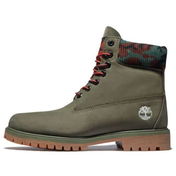 Timberland 6 Inch Premium Boot 'Dark Green Nubuck with Camouflage Collar' - A2KC5A58