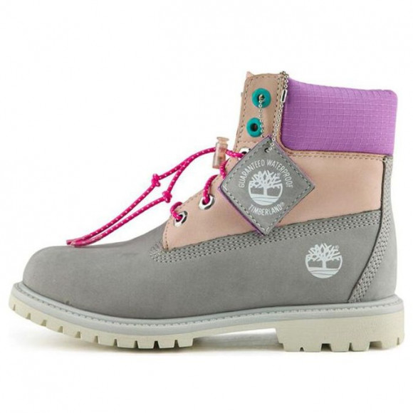 (WMNS) Timberland Valentines Day 6 Inch Premium Wide Fit Waterproof Boots 'Grey and Beige Nubuck with Purple Collar' - A2MC1W