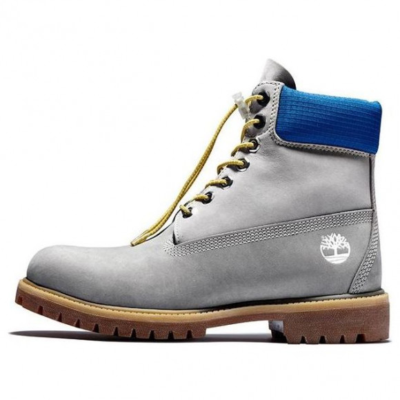 Timberland Premium 6 Inch Waterproof Boots 'Grey with Blue Collar' - A2N9PD52