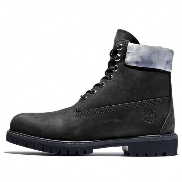 Timberland Premium 6 Inch Waterproof Boots Black Nubuck with Grey Camo Collar