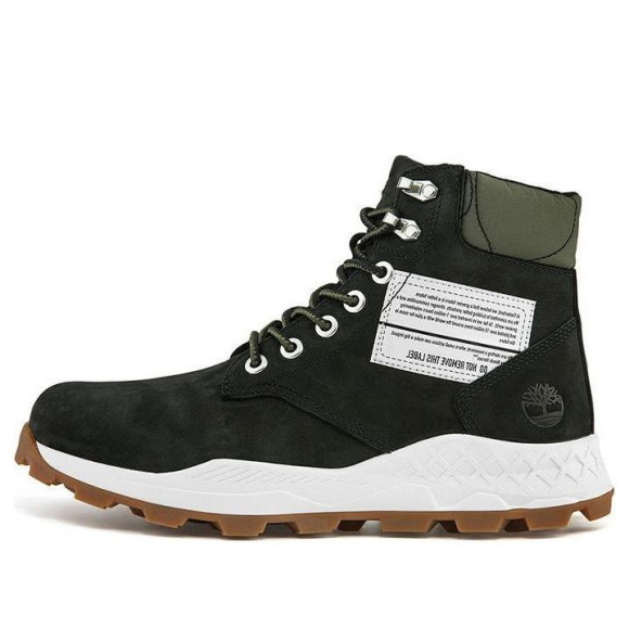 Timberland 6 Inch Brooklyn Side Zip Wide Fit Boots 'Black Nubuck with Green Padded Collar' - A41Y6W