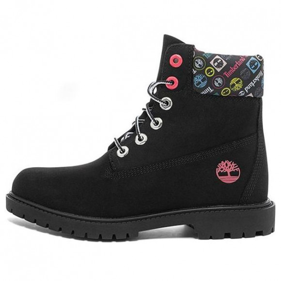 (WMNS) Timberland Heritage 6 Inch Waterproof Boots 'Black Nubuck with Colorful Logos' - A5M24001