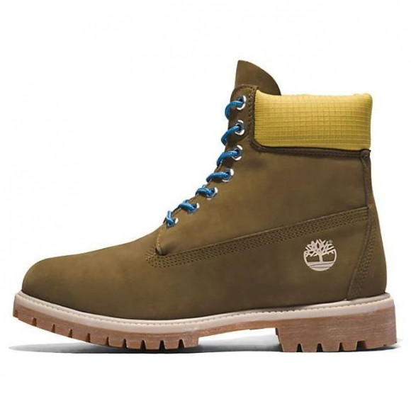 Timberland Premium 6 Inch Boots 'Olive Green Nubuck with Yellow Collar' - A5NZM327