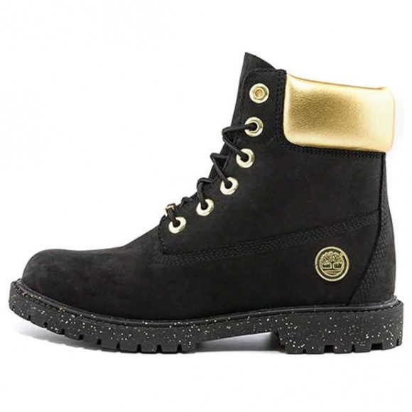 (WMNS) Timberland Heritage 6 Inch Waterproof Boots 'Black Nubuck with Gold' - A5RRMW