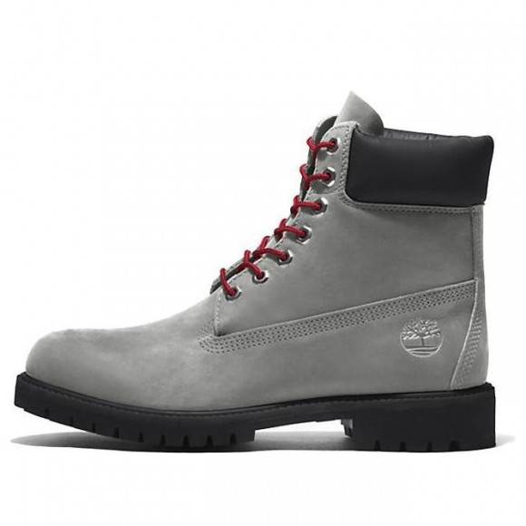 Timberland Premium 6 Inch Boots 'Grey Nubuck with Red' - A5S6ZD52