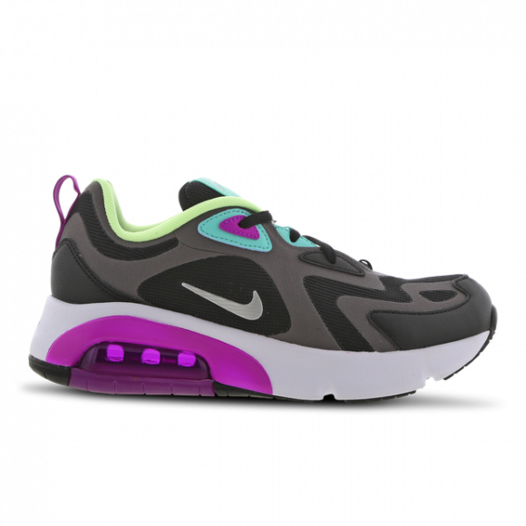 Nike Air Max 200 - Girls' Grade School Running Shoes - Black / Metallic  Silver / Thunder Grey - AT5627-004