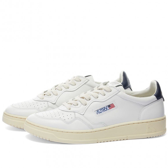 Autry 01 Low Leather Sneaker White/Navy - AULMLL12