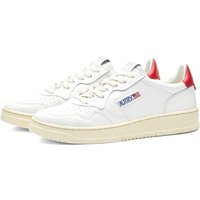 Autry Men's 01 Low Leather Sneakers in White/Red - AULMLL21