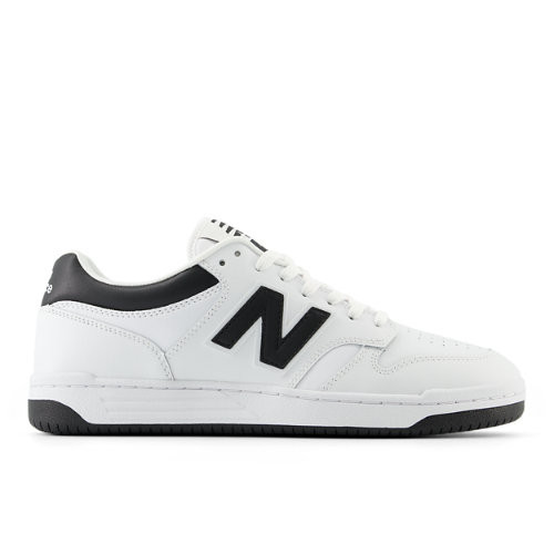 New Balance Men's 480 in White/Black Leather - BB480LBK