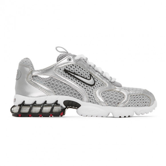 nike silver & white nike air zoom spiridon cage 2 sneakers