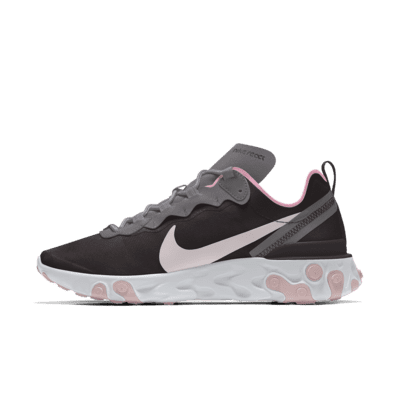 Nike React Element 55 By You Custom Women's Lifestyle Shoe - lebron nike  dunk white and red colorful bottom dress 2017 - Black