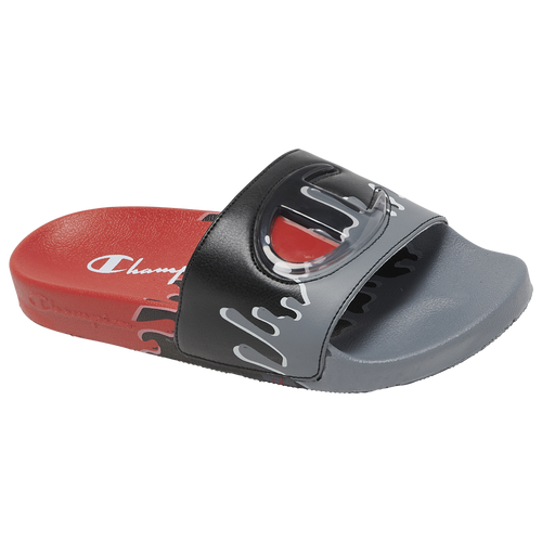 Champion IPO Drip Slides Boys Grade School Slides Black Red