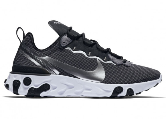 Nike React Element 55 Black Metallic Silver Marathon Running Shoes/Sneakers CQ4600-071 - CQ4600-071