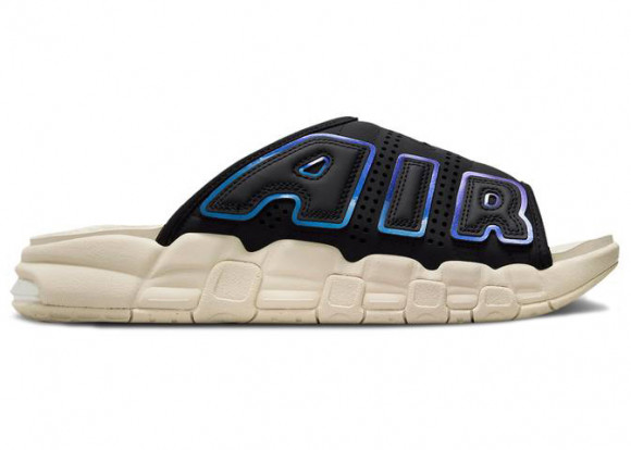 Nike Air More Uptempo Slide Black Sanddrift Iridescent