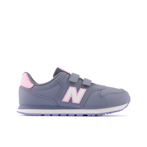 New Balance Kids' 500 Hook & Loop in Grey/Pink Synthetic - GV500BC1