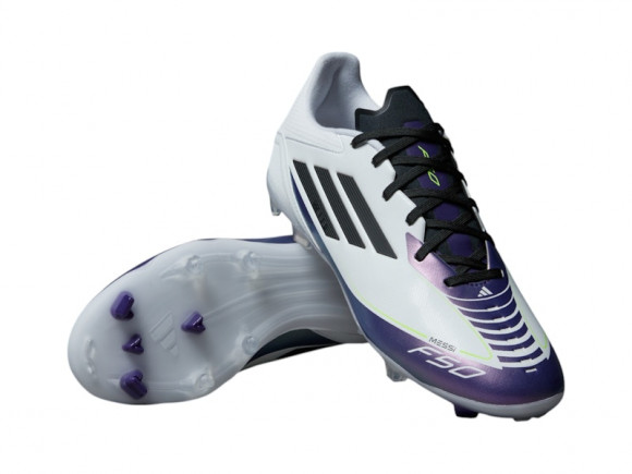 adidas F50 League Firm/Multi-Ground Messi Cloud White Core Black Purple - IE9073