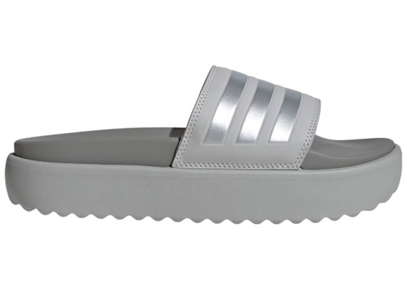 adidas Adilette Platform Slides Grey Silver Metallic Charcoal Solid Grey (Women's) - IF0795