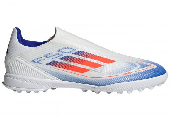 adidas F50 League Laceless Turf Cloud White Solar Red Lucid Blue - IF1339