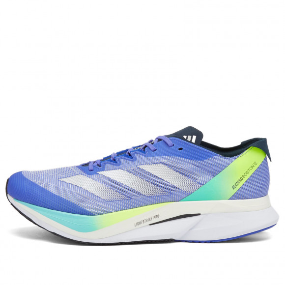 Adidas Running Men's Adidas Adizero Boston 12 Sneaker in Blue/Zero/Lemon - IF9211