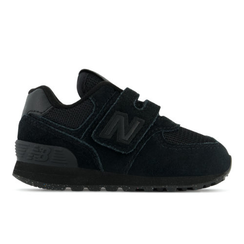 New Balance Kids 574 Core Hook Loop in Black Leather