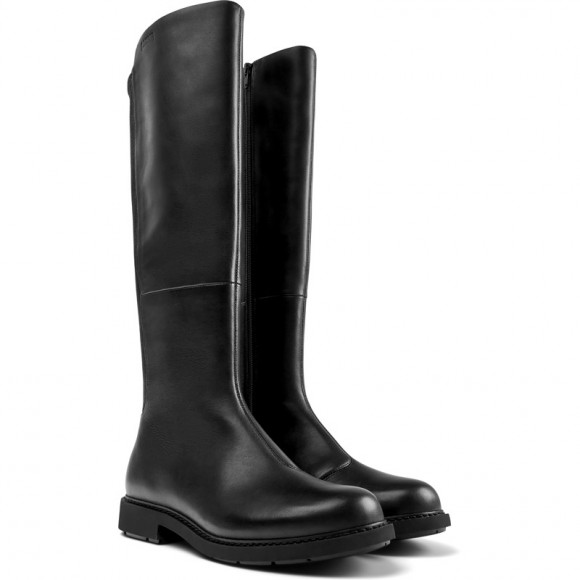 Camper Neuman - Boots For Women - Black, Smooth Leather/Cotton Fabric - K400248