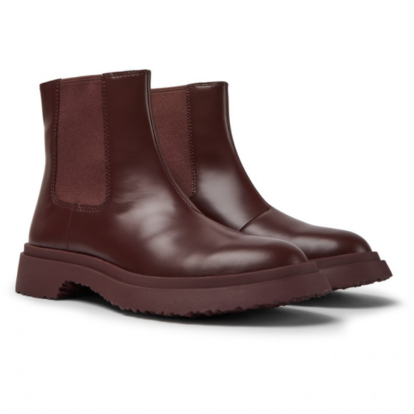 Camper Walden - Ankle Boots For Women - Burgundy, Smooth Leather