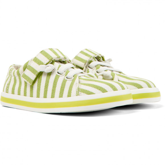 Camper Peu Rambla - Sneakers For Girls - Green, White, Cotton Fabric - K800110