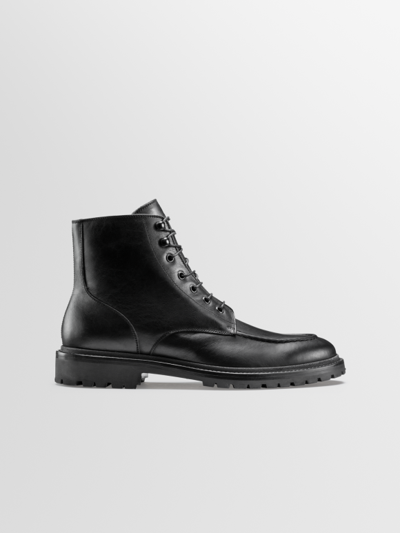 Koio | Milo In Nero Men's Leather Lace-Up Moc Toe Boots - MINE41