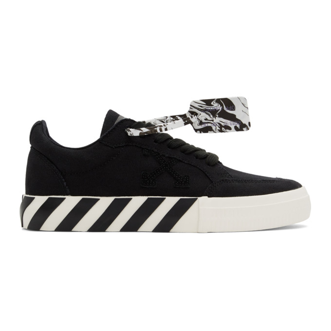 Off-White Black Canvas Vulcanized Low Sneakers - OMIA085E20FAB0011010