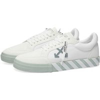 Off-White Men's Low Vulcanized Canvas/Suede Sneakers in White/Green - OMIA085F21LEA0050155